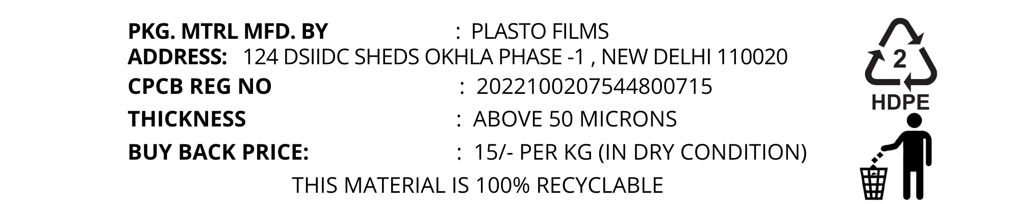 Plasto Films Recycling info